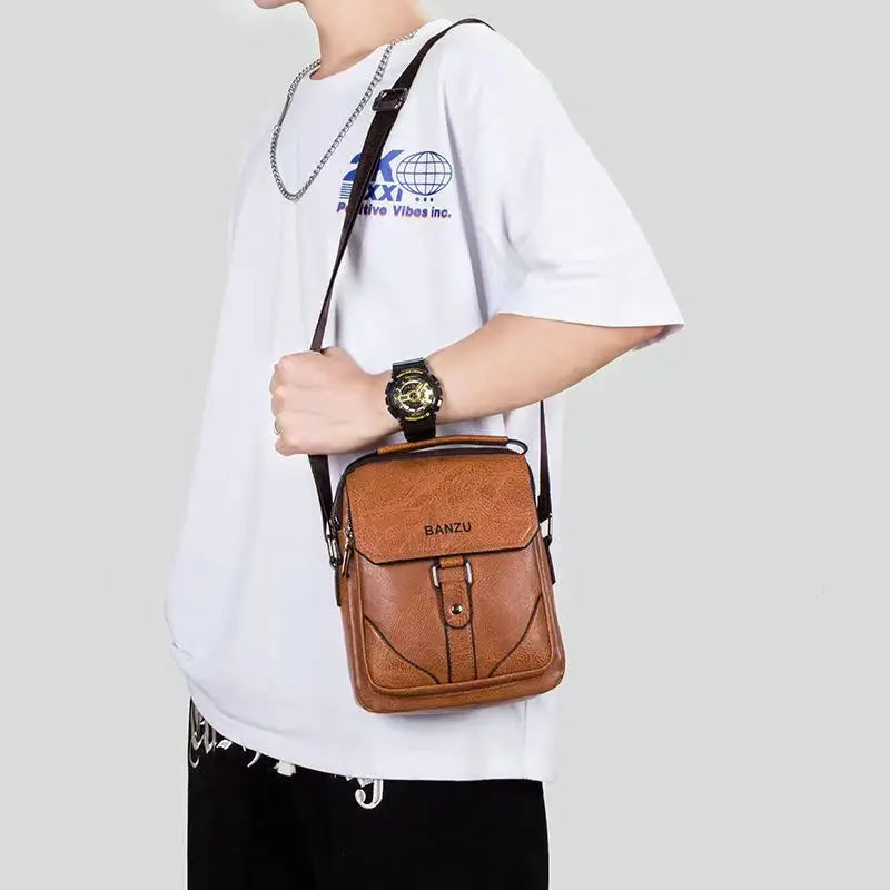 Men's Leather Crossbody Business Shoulder Bag