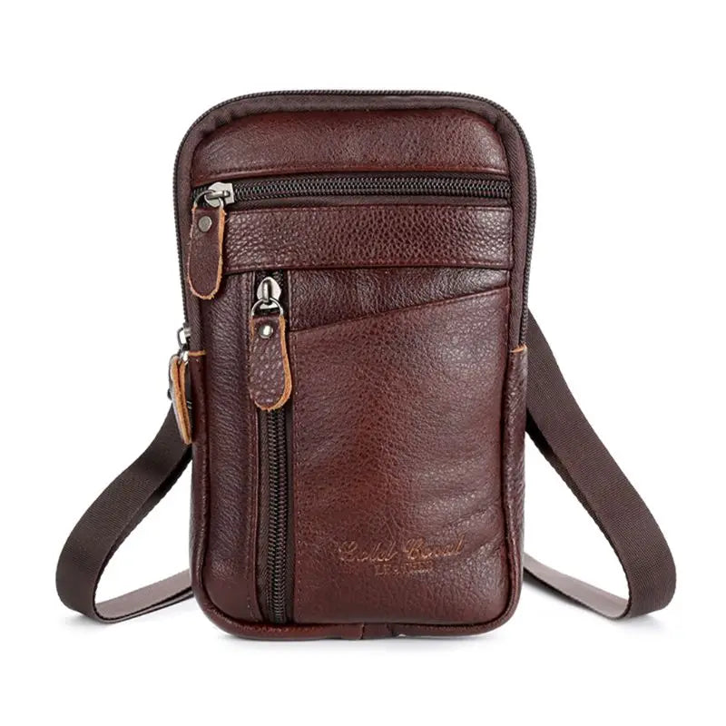 Men's Leather Phone Pouch Crossbody Waist Pack
