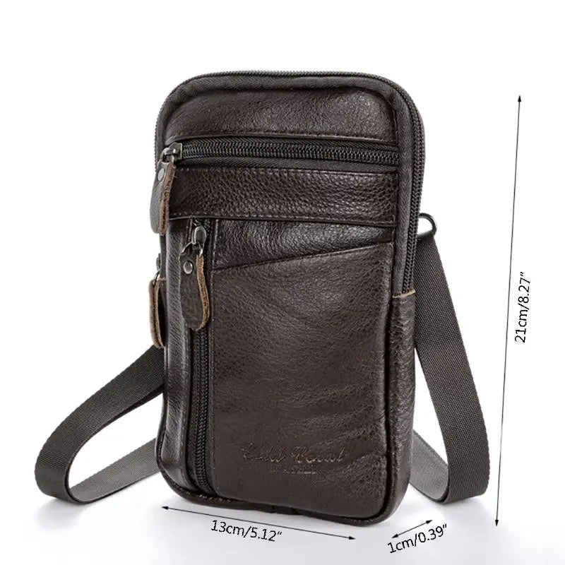 Men's Leather Phone Pouch Crossbody Waist Pack