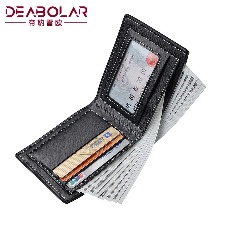 Men's Leather Wallet Short Horizontal Multi-function