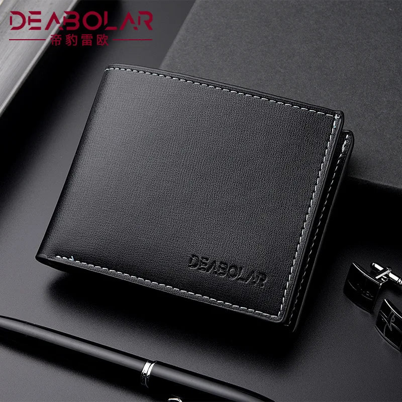 Men's Leather Wallet Short Horizontal Multi-function