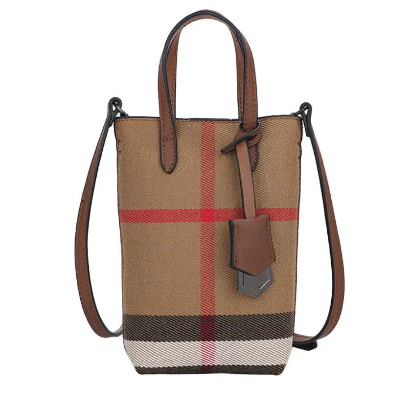 Casual Leather Phone Bag Women Small Shoulder Crossbody Plaid Messenger Bag