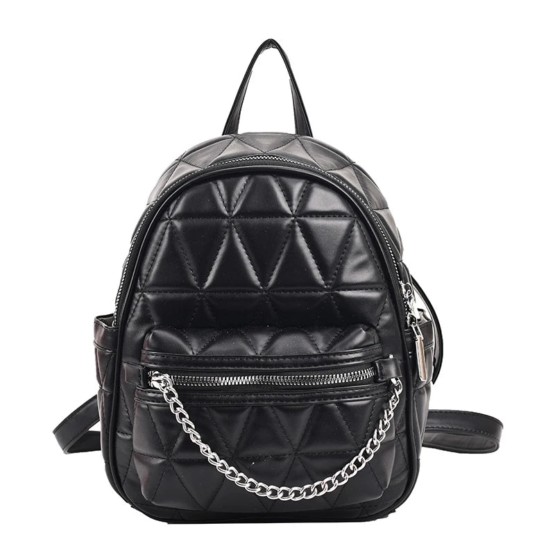 Mini Small Backpack PU Leather Chain Decoration Women