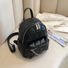 Mini Small Backpack PU Leather Chain Decoration Women