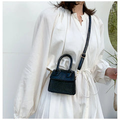 Crocodile Pattern Mini Tote Bag Crossbody Messenger Purse