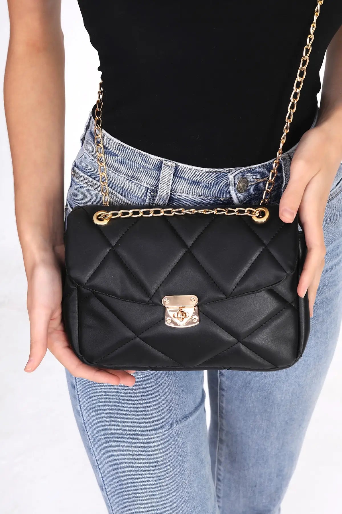 Quilted Chain Strap Hand & Shoulder Bag for Women