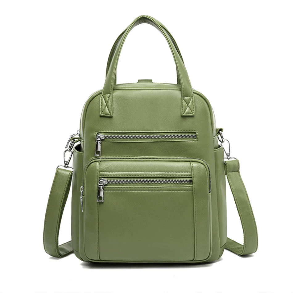 Soft Leather Backpack for Teenage Girls Women Bagpack