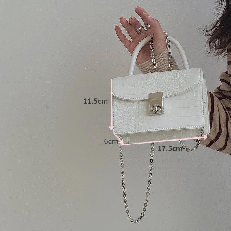 Crocodile Square Chain Messenger Shoulder Bag Handbag