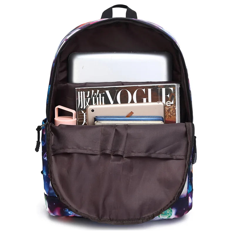 Nylon Waterproof Bow Print Backpack Large Capacity School Bag