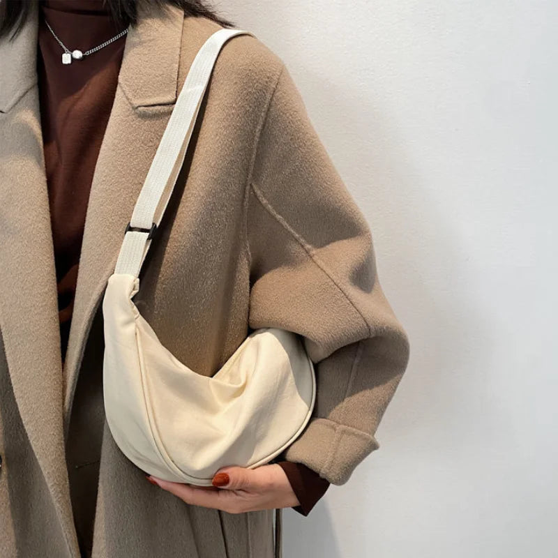 Nylon Women's Shoulder Bag Solid Dumpling Small Satchel Underarm Bag