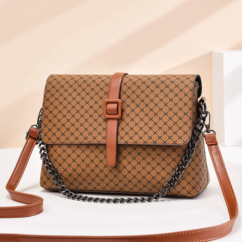 One-shoulder Messenger Bag Women's High-quality Contrast Printing Small Square B