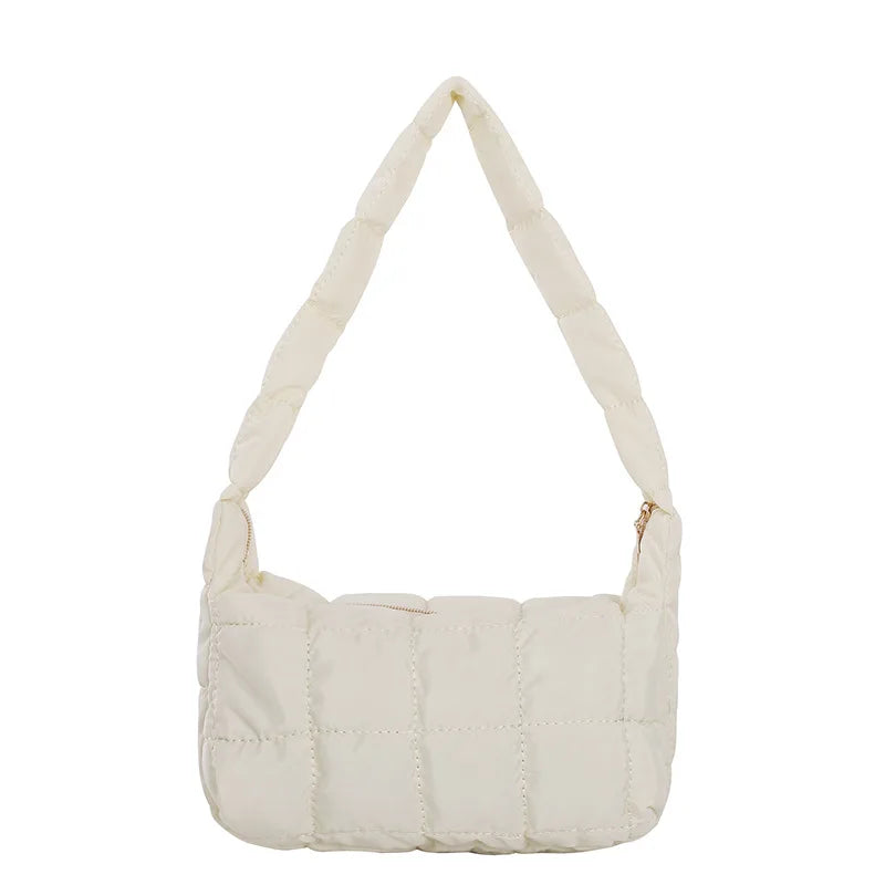 Oxford Cloth Women's Folds Rhombus Embroidery Thread Underarm Bag