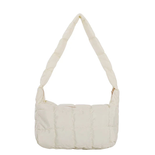 Oxford Cloth Women's Folds Rhombus Embroidery Thread Underarm Bag