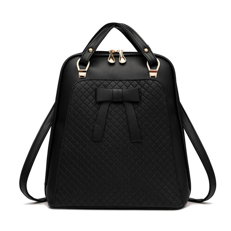 PU Leather Backpack Shoulder Bag Ladies School College Wind Casual Solid Bag