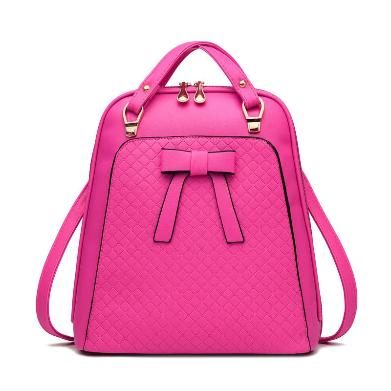 PU Leather Backpack Shoulder Bag Ladies School College Wind Casual Solid Bag