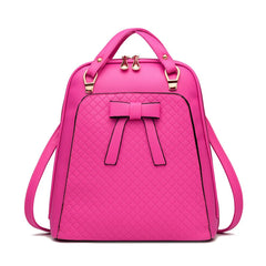 PU Leather Backpack Shoulder Bag Ladies School College Wind Casual Solid Bag
