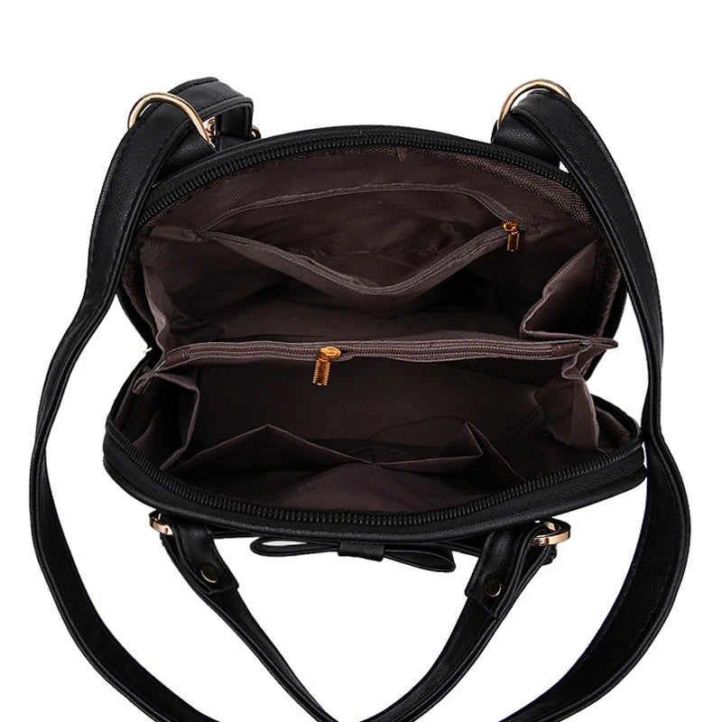 PU Leather Backpack Shoulder Bag Ladies School College Wind Casual Solid Bag