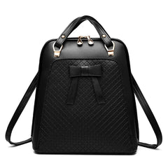 PU Leather Backpack Shoulder Bag Ladies School College Wind Casual Solid Bag