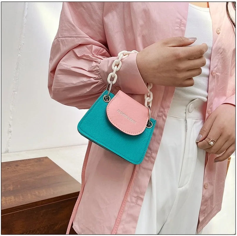 Mini Pu Leather Crossbody Bag For Women Chain Shoulder Handbag