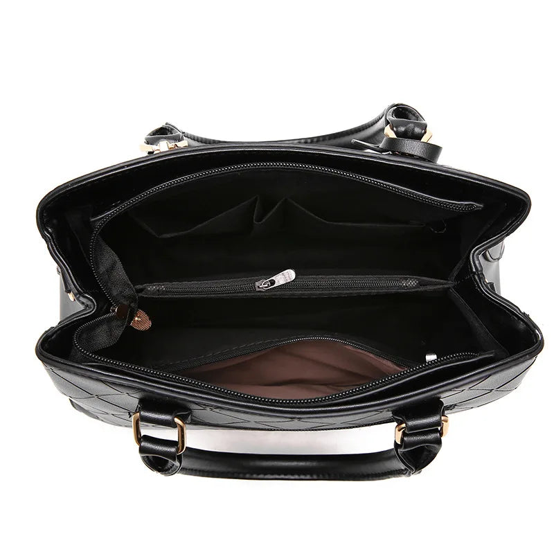 PU Leather Solid Shoulder Handbag Casual Mom Bag