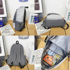 Waterproof Nylon Backpack Patchwork Japanese College School Bag