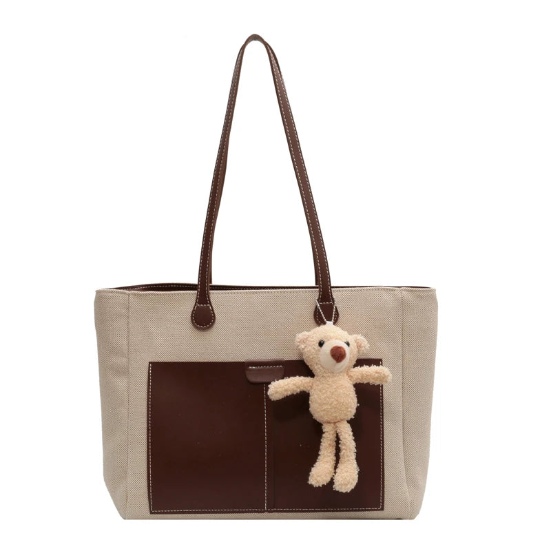 Patchwork Shoulder Bags For Women Large Capacity Canvas Handbags Cloth Totes