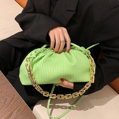 Pleated Underarm Shoulder Bag Thick Chain Cloud Bag Female Crossbody