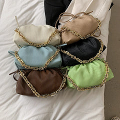 Pleated Underarm Shoulder Bag Thick Chain Cloud Bag Female Crossbody