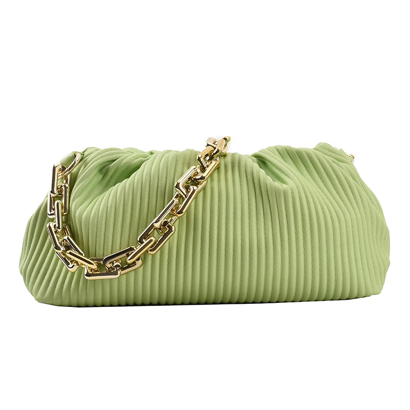 Pleated Underarm Shoulder Bag Thick Chain Cloud Bag Female Crossbody