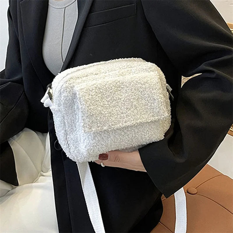 Plush Fabric Women's Crossbody Bag Fluffy Fur Winter Handbag