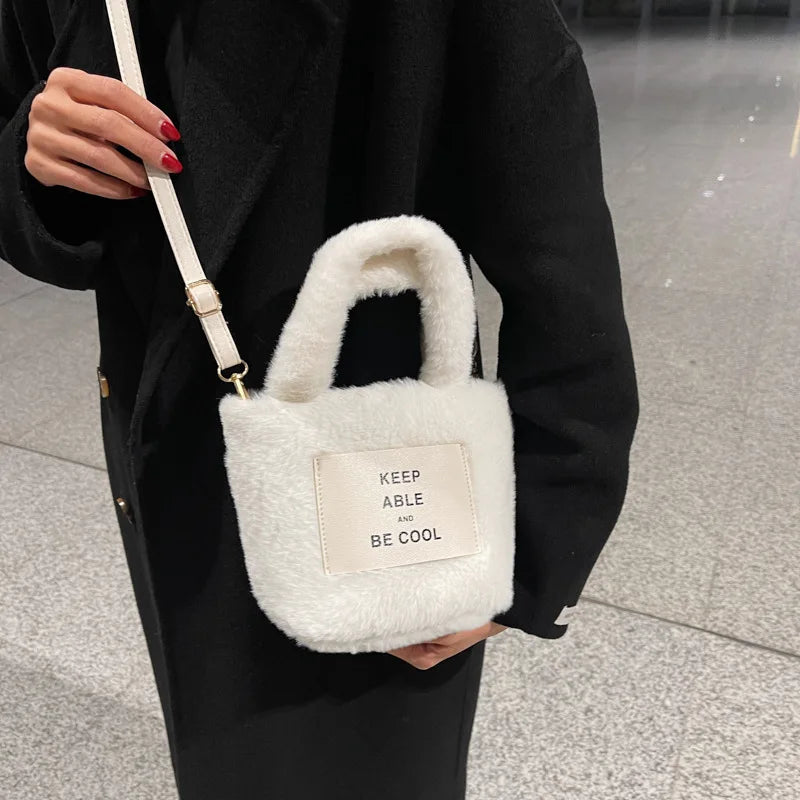 Textured Bucket Bag Plush Shoulder Bag