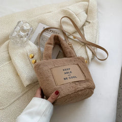 Textured Bucket Bag Plush Shoulder Bag
