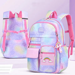 Primary School Backpack Gradient Book Bags Girls Princess School Bags Waterproof