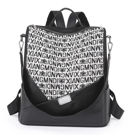 Splicing Ladies Backpack Large Capacity School Bag