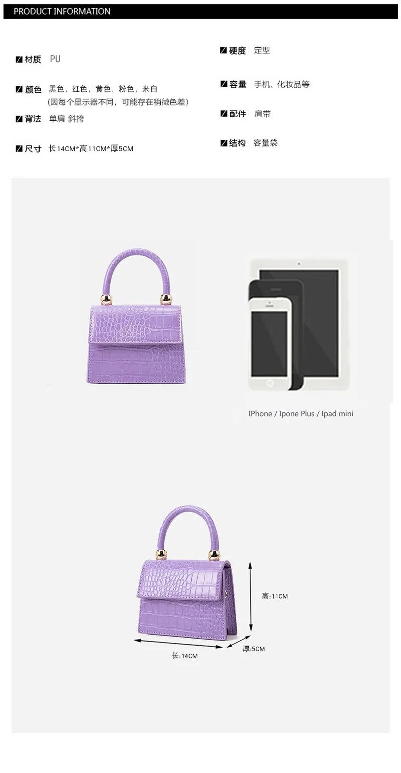 Crocodile Pattern Shoulder Bag Messenger Handbag