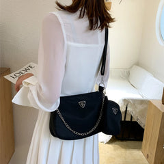 Retro Women Crossbody Bags Crescent Chain Shoulder Bags High Square Solid Bags