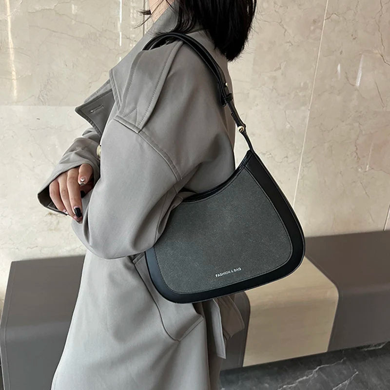 Vintage Women Phone Armpit Bag Brown Handbag