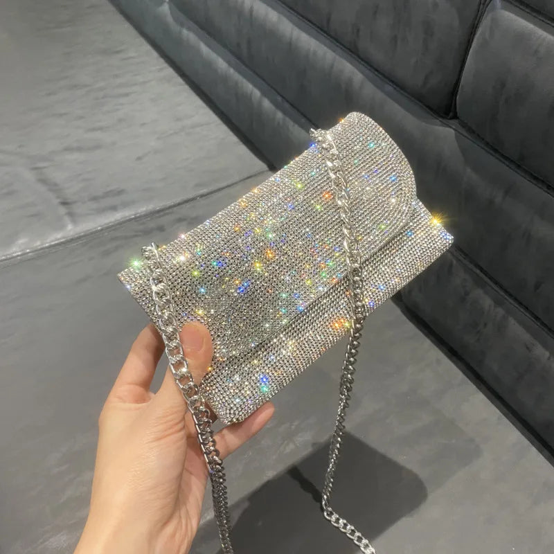 Rhine-drill Chain Small Square Bag Single Shoulder Oblique Cross Envelope Packag