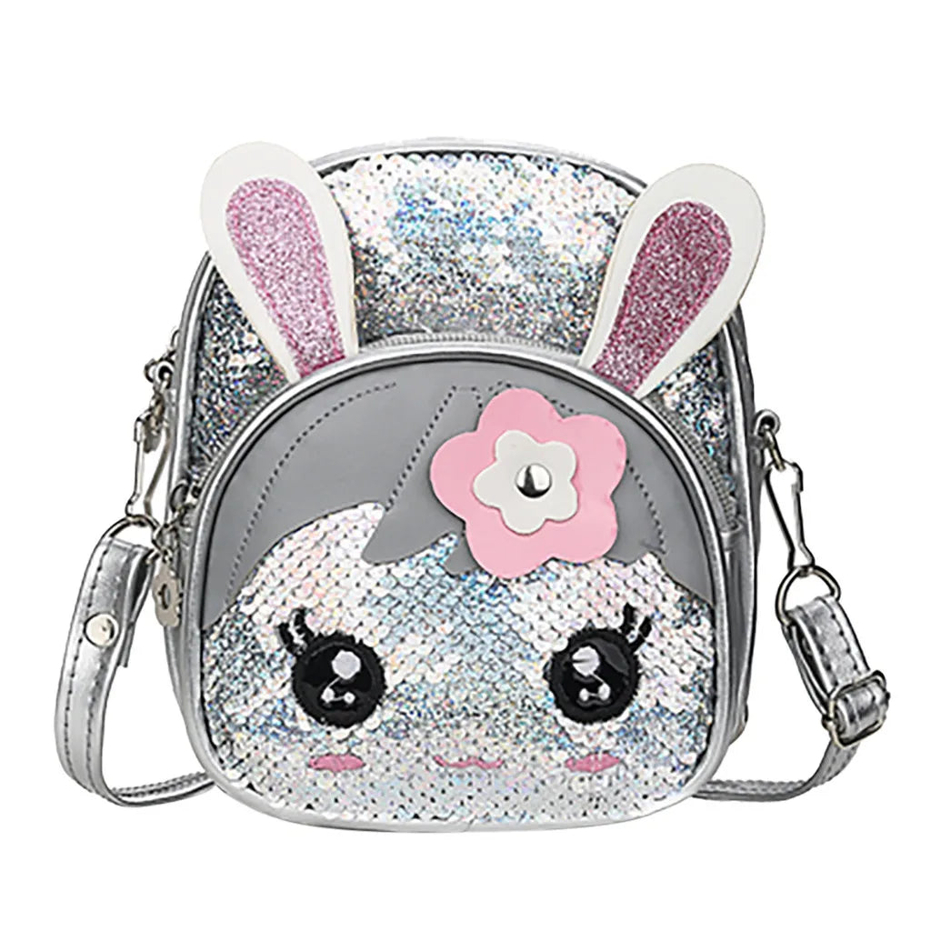 Sequins Backpack Cartoon School Bag For Girl Kindergarten with Rabbit Ear