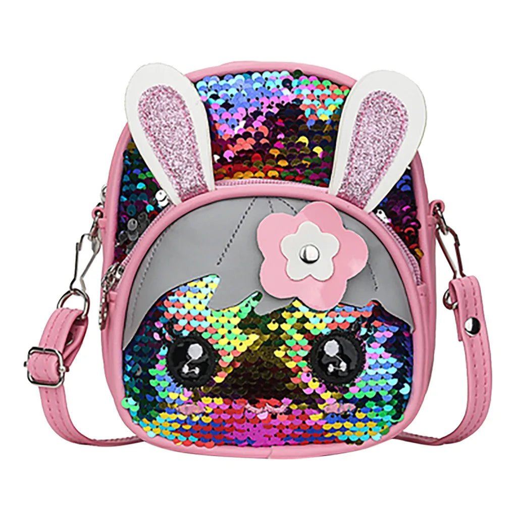 Sequins Backpack Cartoon School Bag For Girl Kindergarten with Rabbit Ear
