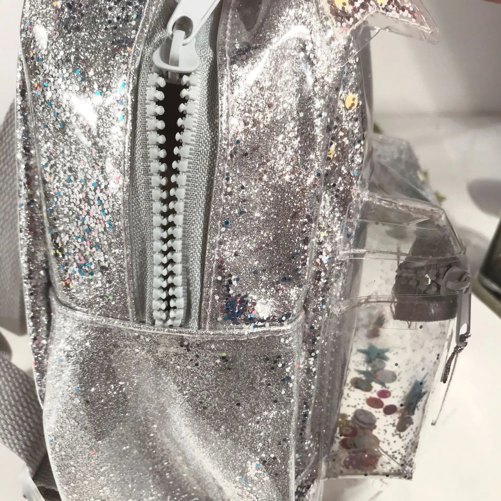 Silver Cat Ear Glitter Mini Backpack Ladies Children School Backpack