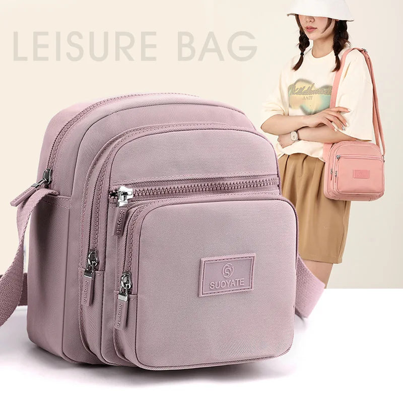 Casual Small Square Bag Lightweight Nylon Multi-compartment Mummy Bag