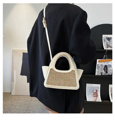 Woven Leather Patchwork Contrast Handbag Crossbody Small Mini Bag Women