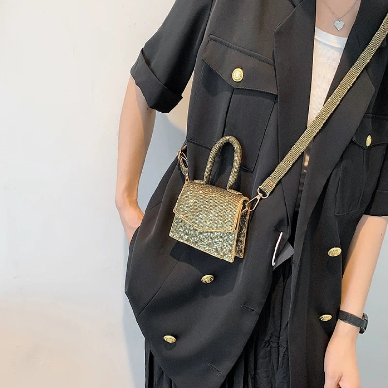 Sequins Crossbody Bag Small Handbag Mini Square Bag