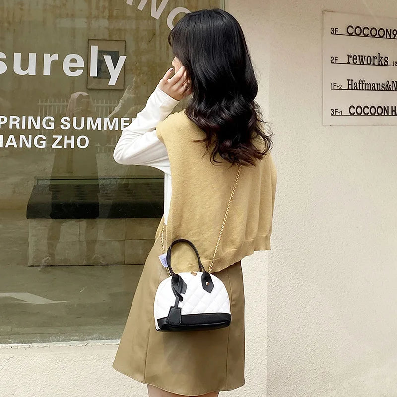 Women's Lingge Embroidery Camera Shoulder Bag Chain Crossbody Bags