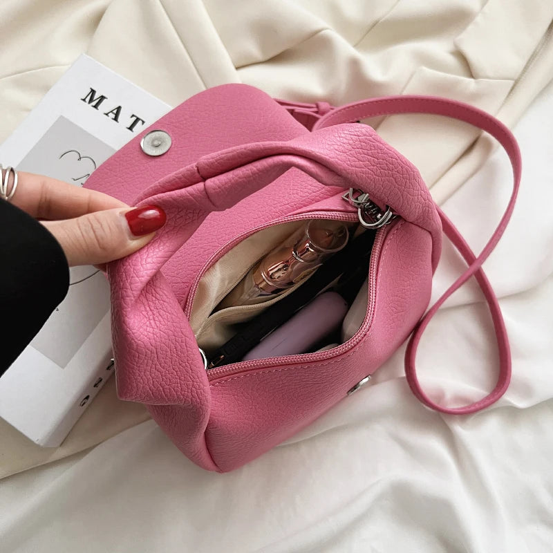 Small Soft Top Handle Tote Crossbody Bag Yellow PU Leather