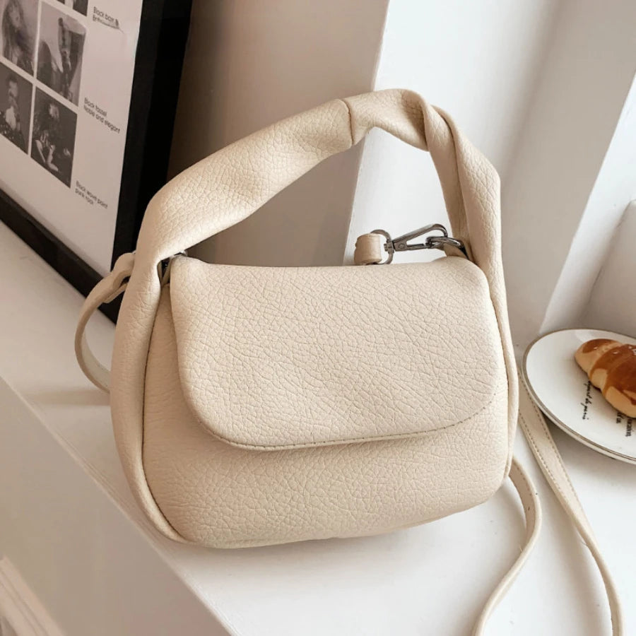 Small Soft Top Handle Tote Crossbody Bag Yellow PU Leather
