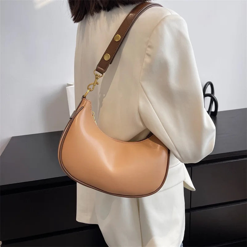 PU Leather Saddle Crossbody Bag for Women