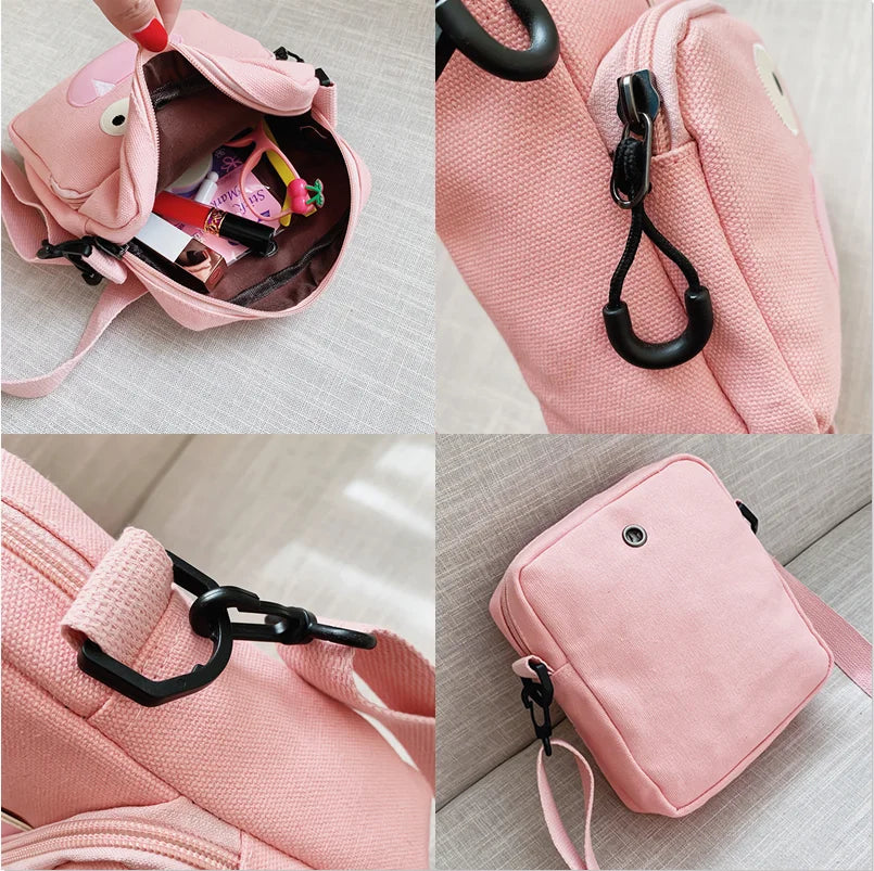 Cartoon Canvas Shoulder Bag for Girl Women All-match