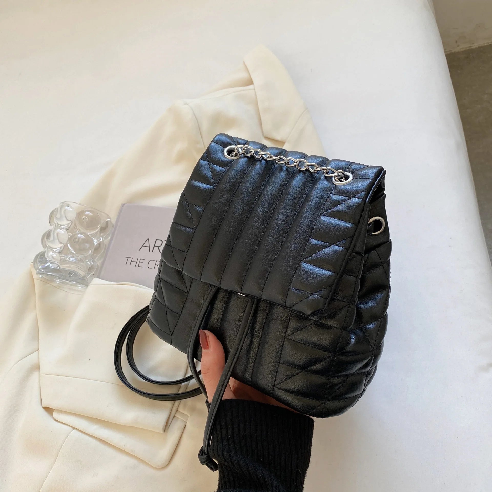 Vintage Drawstring Shoulder Bag for Women